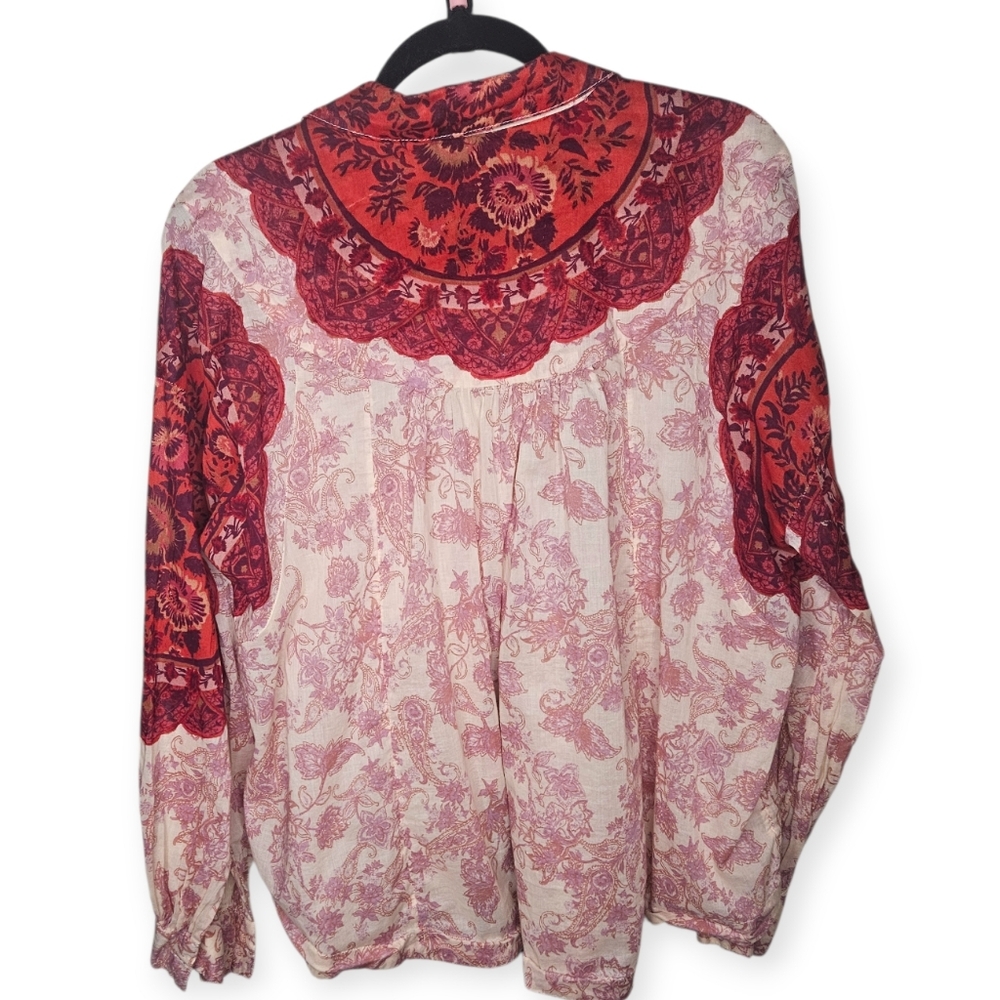 Free People Oversized Rose Bud Blouse, Size Small, GUC (Flaw) - Picture 5 of 11